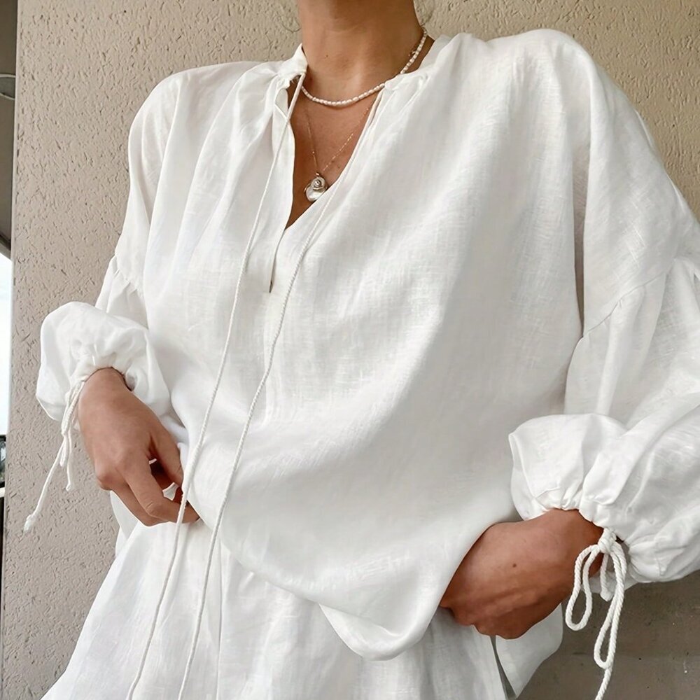 White Casual Women's Long Sleeve Cute Pj Set